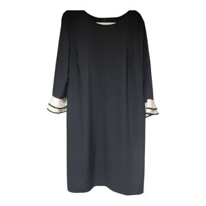 TALBOTS Black Contrast Tiered Cuff Lined Pencil Dress Size 18